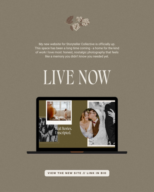 it’s live ✨

my new website for Storyteller Collective is officially up.

This space has been a long time coming - a home for the kind of work I love most: honest, nostalgic photography that feels like a memory you didn’t know you needed yet.

less about perfect posing.
more about real moments, movement, and emotion as it actually felt.

Storyteller Collective Photo Co has always been about capturing people as they are - soft, loud, in love, in-between.

if you’ve been here before, thank you for growing with me. If you’re new here, welcome in 🤍

You can explore the new site + inquire for 2026 and 2027 dates through the link in bio.
www.storyteller-collective.com